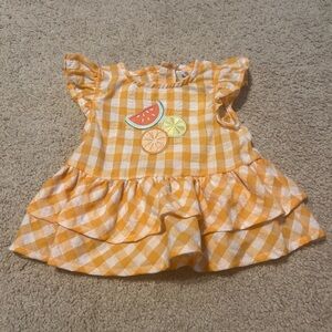 Baby Starters Orange Gingham Dress with Fruit Appliqué